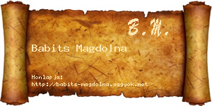 Babits Magdolna névjegykártya